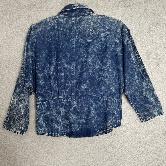 90s Acid Wash Denim Jacket Womens Medium‎ Studded Buckle Accents Western Cowgirl - Picture 3 of 9